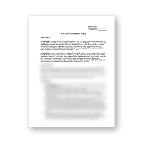 HIPAA Documentation Policy Template