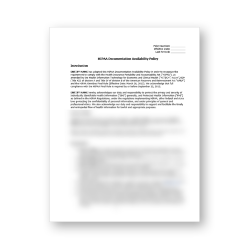 HIPAA Documentation Availability Policy Template