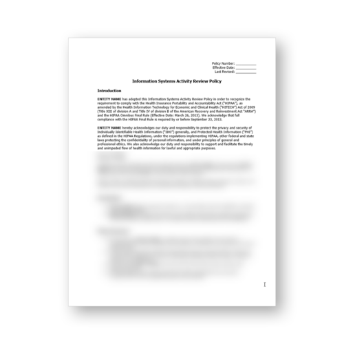 HIPAA Information Systems Activity Review Policy Template