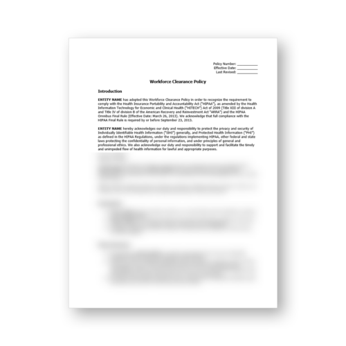 HIPAA Workforce Clearance Policy Template
