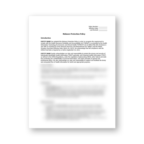 HIPAA Malware Protection Policy Template