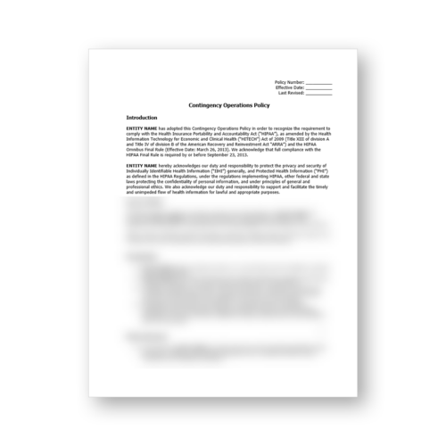 HIPAA Contingency Operations Policy Template