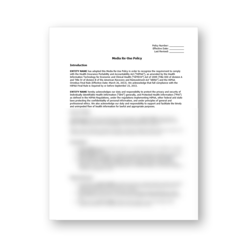 HIPAA Media Re-Use Policy Template