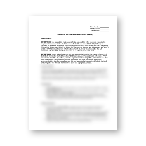 HIPAA Hardware and Media Accountability Policy Template