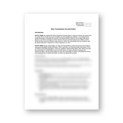HIPAA Data Transmission Security Policy Template